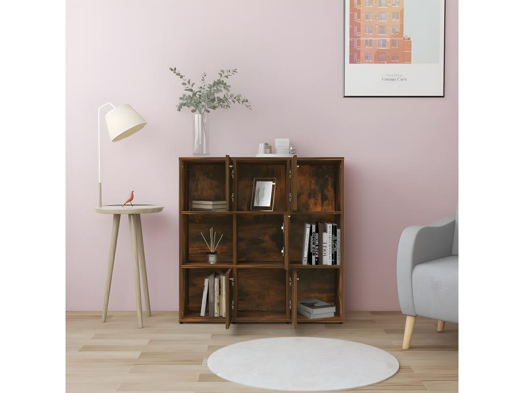 Smoked oak bookcase 90x30x90 cm Engineered wood