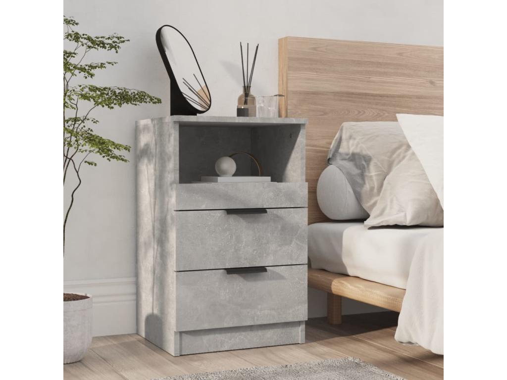 Concrete Grey Engineered Wood Bedside Table