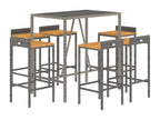 Bohometop 69060CFTC 7-Piece Grey Poly Rattan/Solid Wood Garden Bar Set