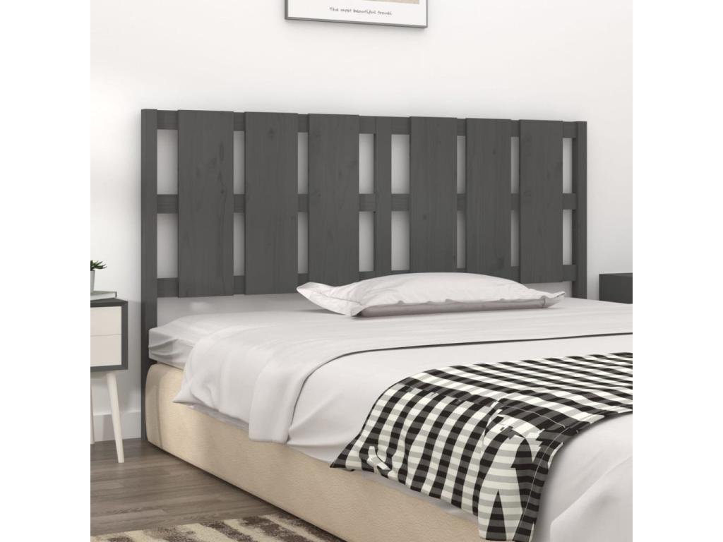 Grey Headboard 165.5x4x100 cm Solid Pine Wood