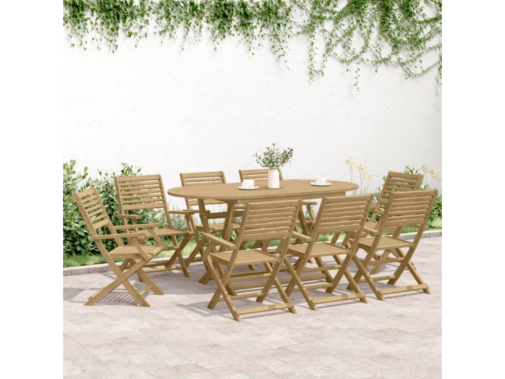 Bohometop 9-Piece Solid Wood Garden Dining Set 70751FUEL