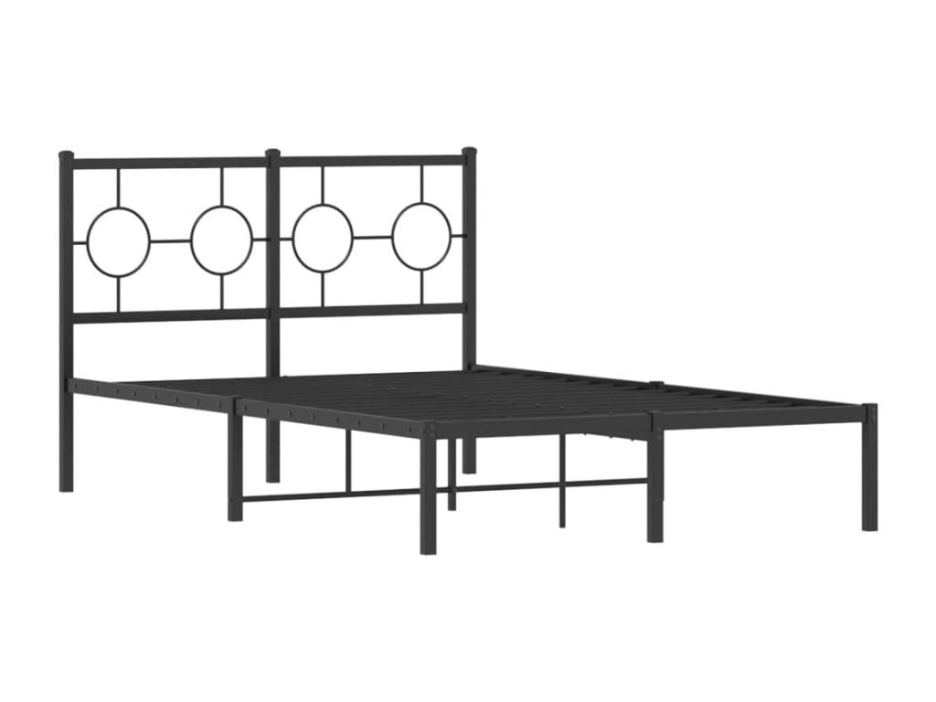 Metal bed frame with black headboard, 120x190 cm