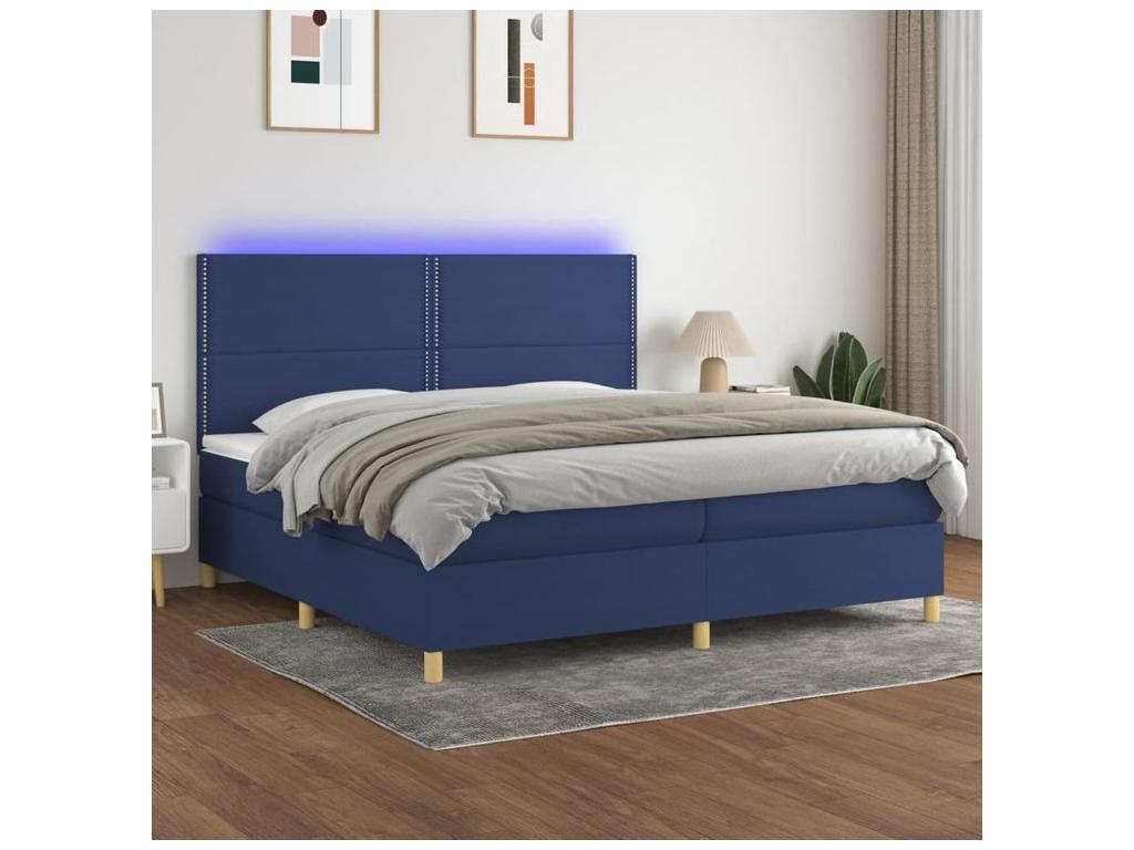 Bed base with Homelumiere bed light and mattress with LED light, blue, 200x200 cm, fabric