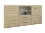 Homelumiere 104 Chest of Drawers, Oak Finish, with Drawers and Doors, 2 Drawers, 82x157cm