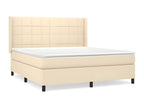 Upholstered bed base with mattress, Cream, 160x200 cm, Fabric