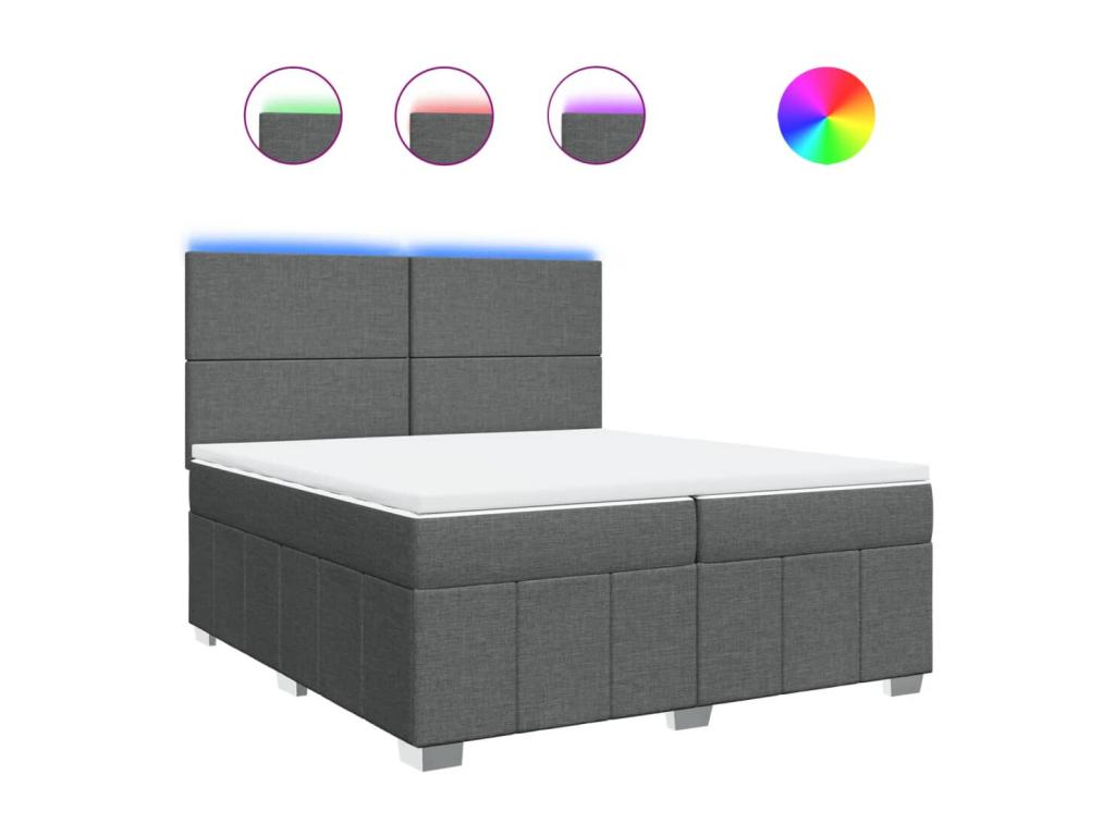 Homelumiere bed base with dark grey 200x200cm mattress, fabric