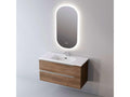 Bathroom vanity unit with washbasin, solid surface finish, 2 drawers, W60 x H54 x D45 cm, dark oak, Homelumiere