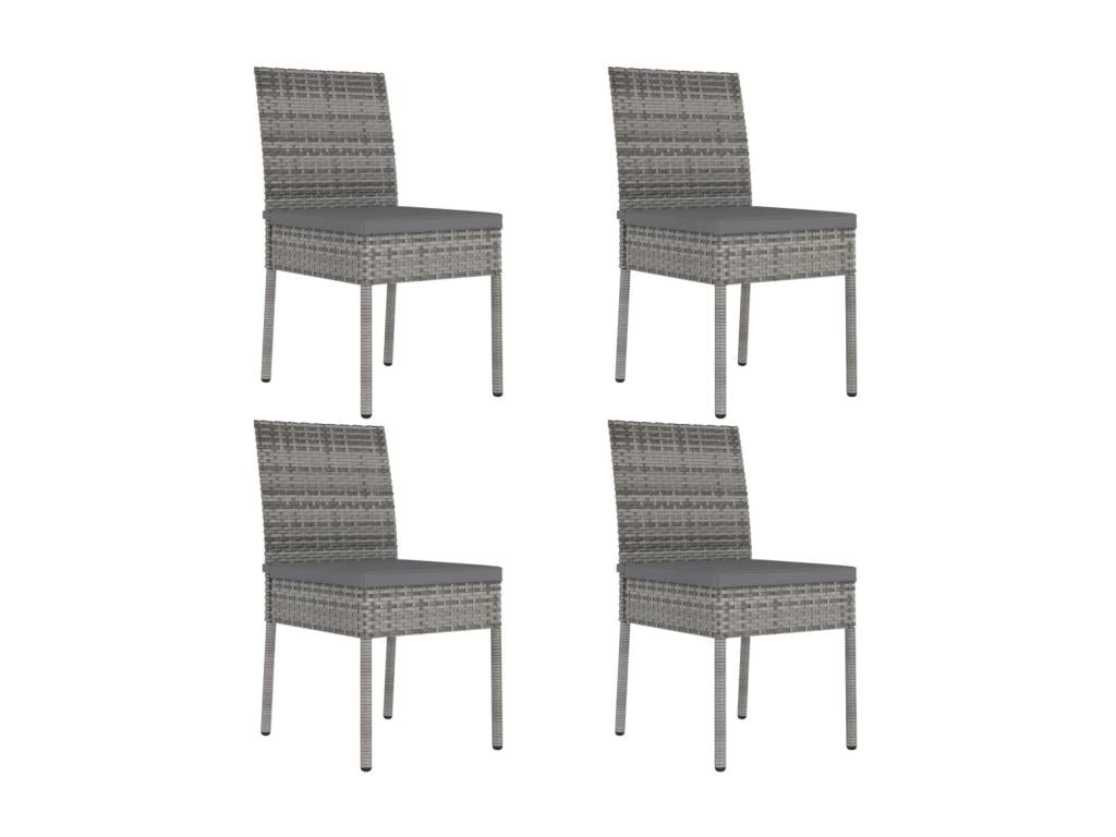 Garden dining chairs, 4 pcs, woven resin, grey, 4