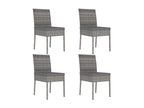 Garden dining chairs, 4 pcs, woven resin, grey, 4