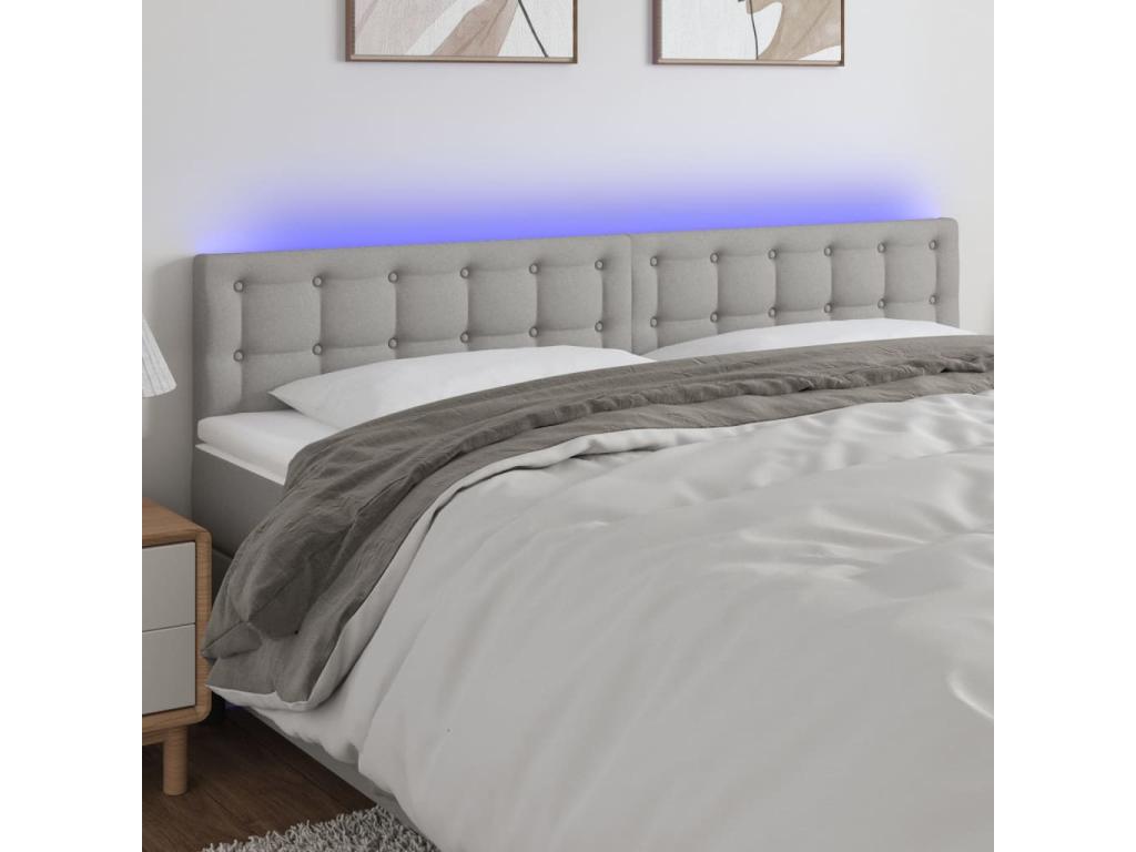 Light Grey LED Headboard 180x5x78/88 cm Fabric