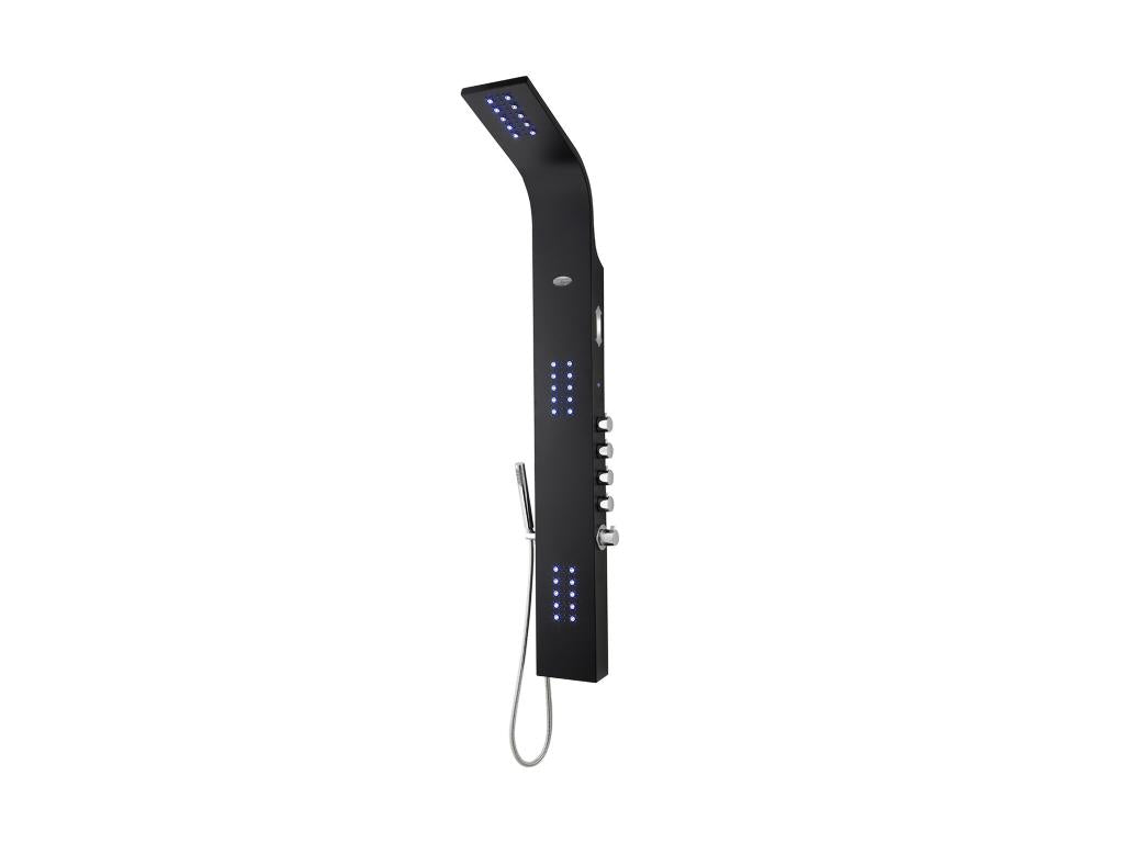 Thermostatic hydromassage shower column with LEDs and Bluetooth - W20 x H165 cm - Black - Bohometop V 63624YJUK