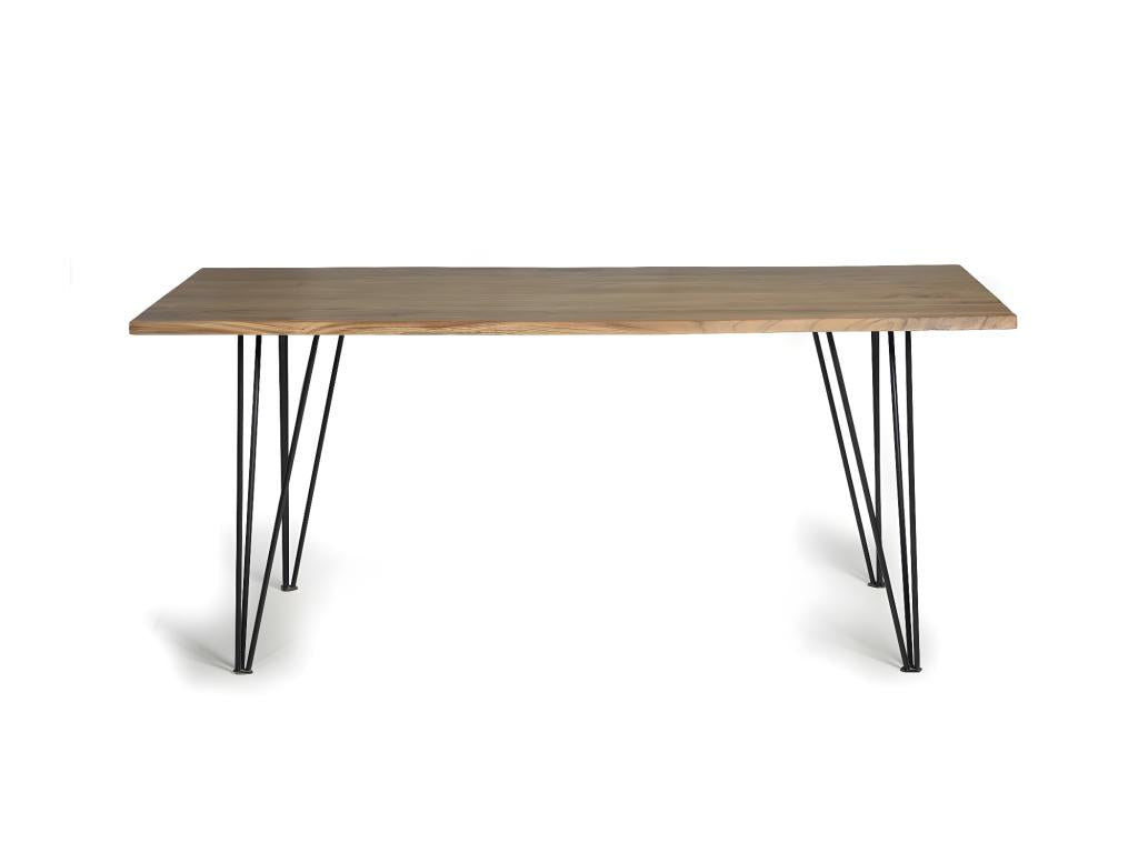 Brown Wood and Metal Dining Table 180x90x76cm - Homelumiere