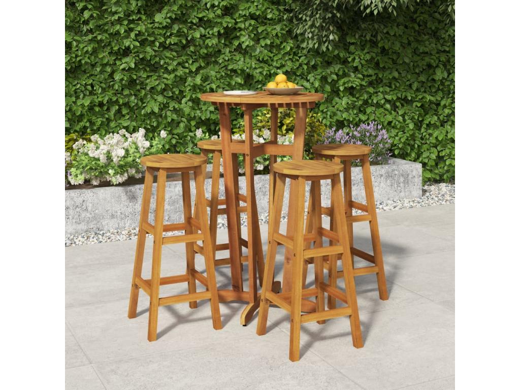 Homelumiere 5-piece garden bar set in solid wood