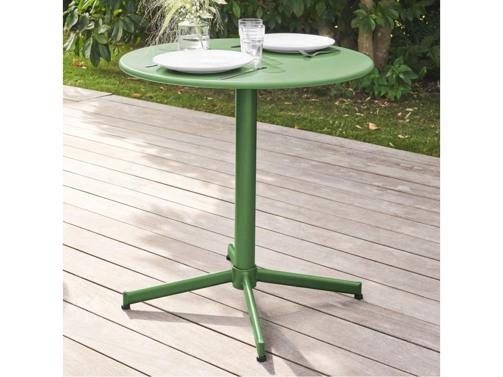 Homelumiere round garden table and 4 chairs set in green