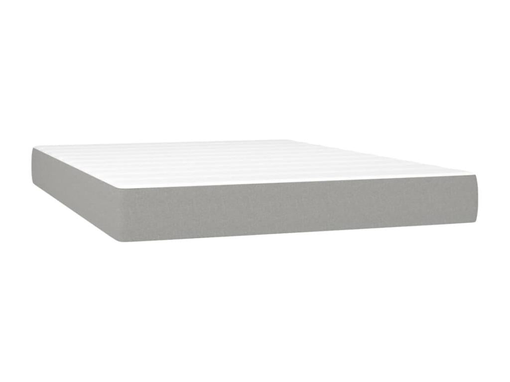 Upholstered bed base with mattress, light grey, 140x190cm, fabric, 47866GFSL