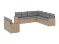 9-piece garden furniture set with cushions, beige wicker resin, 78834IOTK