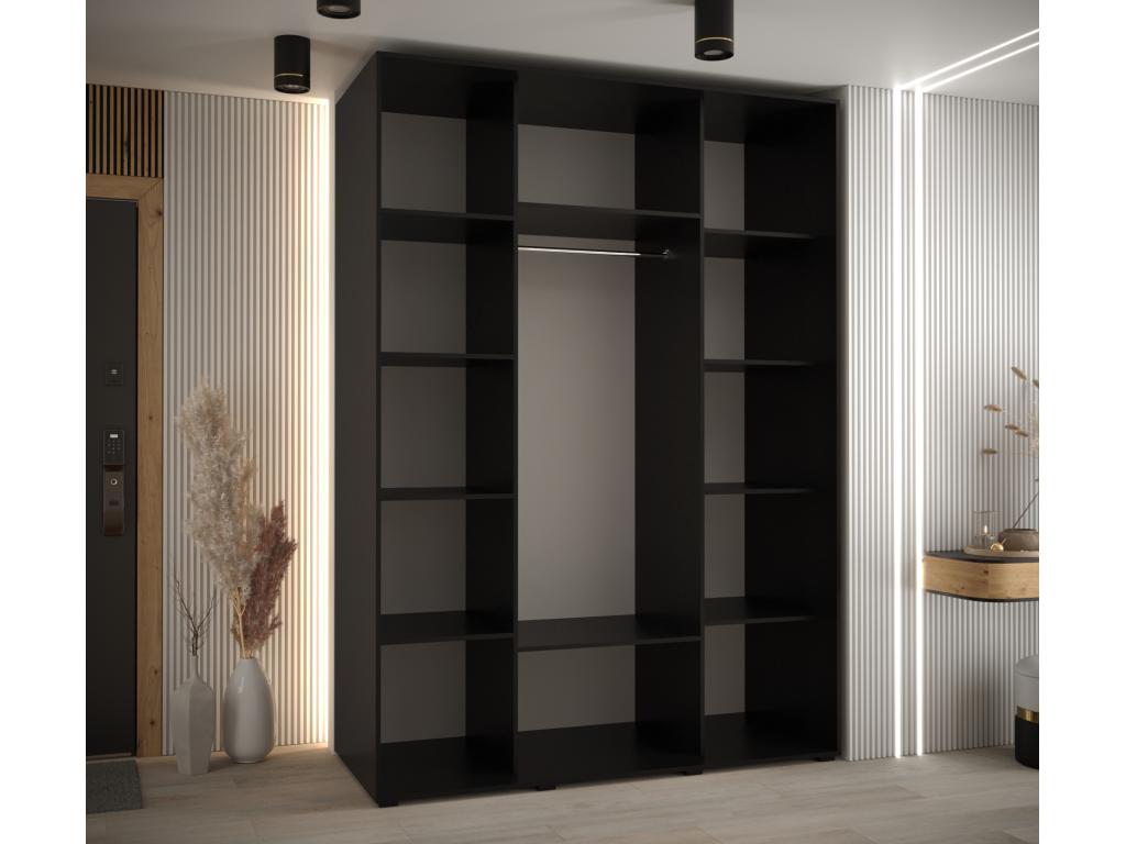 Bohometop 2 Sliding Door Wardrobe 235.2/160/60 3 Doors Black/Black 45820IWIX