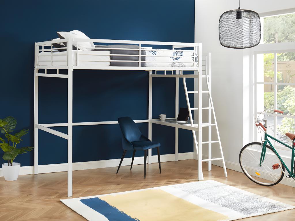 Bohometop II loft bed - 140x190 cm - desk platform - White 12842SCDJ