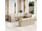 14-piece garden furniture set with cushions, beige woven resin, 15011NBVR