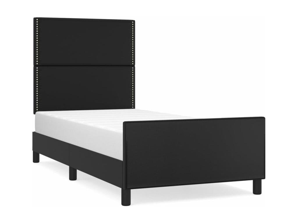 Black faux leather bed frame without mattress, 80x200 cm