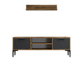 Bohometop TV Stand, Living Room Sideboard, Low TV Cabinet, Wall-Mounted Storage Unit, 140x30x48 cm, Walnut and Anthracite, 48523MWSK