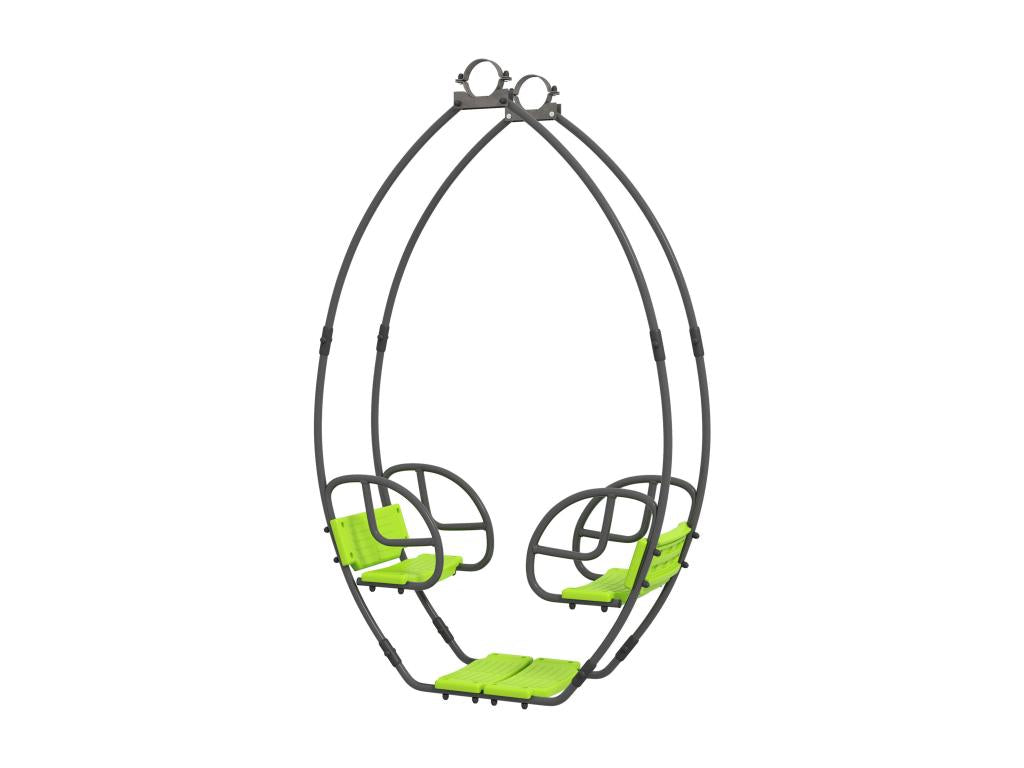 Children's face-to-face swing set for ages 3 to 6 - seats, backrests, and footrests - grey steel, green PE 39111SUKI