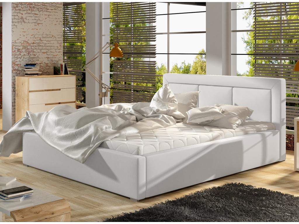 Bohometop Large Square White Faux Leather Upholstered Bed - 4 Sizes - 160x200 83722HTHW