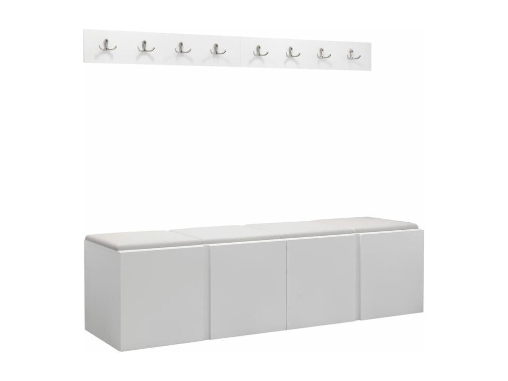 Homelumiere 276 entryway unit, 168x46cm, white laminate - faux leather, freestanding or wall-mounted