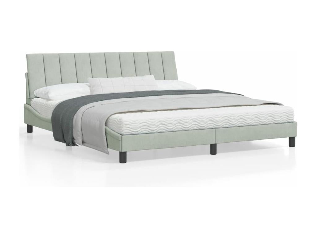 Bed frame with Bohometop LED light grey 180x200 cm velvet 68113IVCY