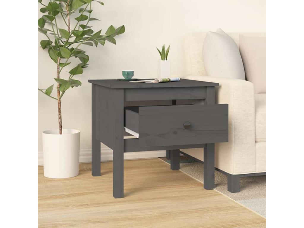 Side tables, 2 pcs, Grey, 50x50x49 cm, Solid pine wood