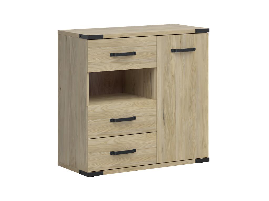 Bohometop 3-Drawer 1-Door Chest of Drawers, Wood and Black, 91913BKPZ