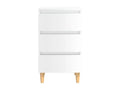 Bohometop - Bedside tables with wooden legs, 2 pcs, glossy white, 40x35x69 cm, 72580NDJG