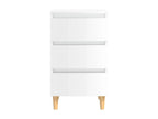 Bohometop - Bedside tables with wooden legs, 2 pcs, glossy white, 40x35x69 cm, 72580NDJG