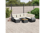 8-piece garden furniture set with cushions, black woven resin, 16469ZNAI