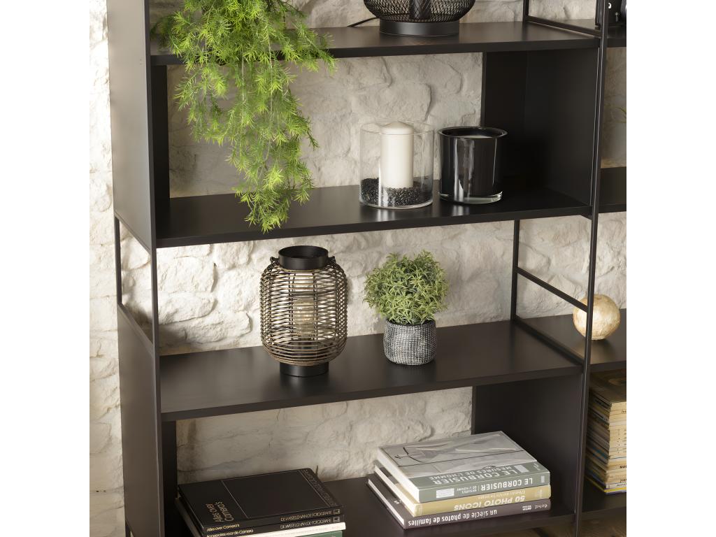 Bohometop - 10-niche, 5-tier black shelf with metal legs 59332GEJI