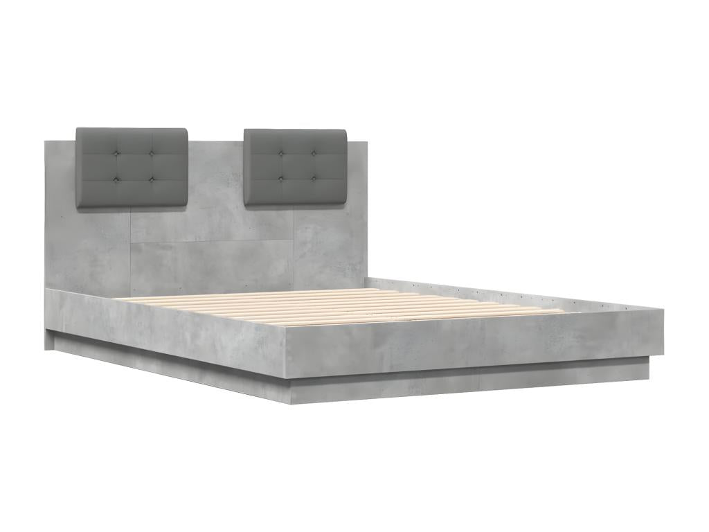 Bed frame with LED lighting, mattress not included, concrete grey, 120x190 cm, 16002NBIE