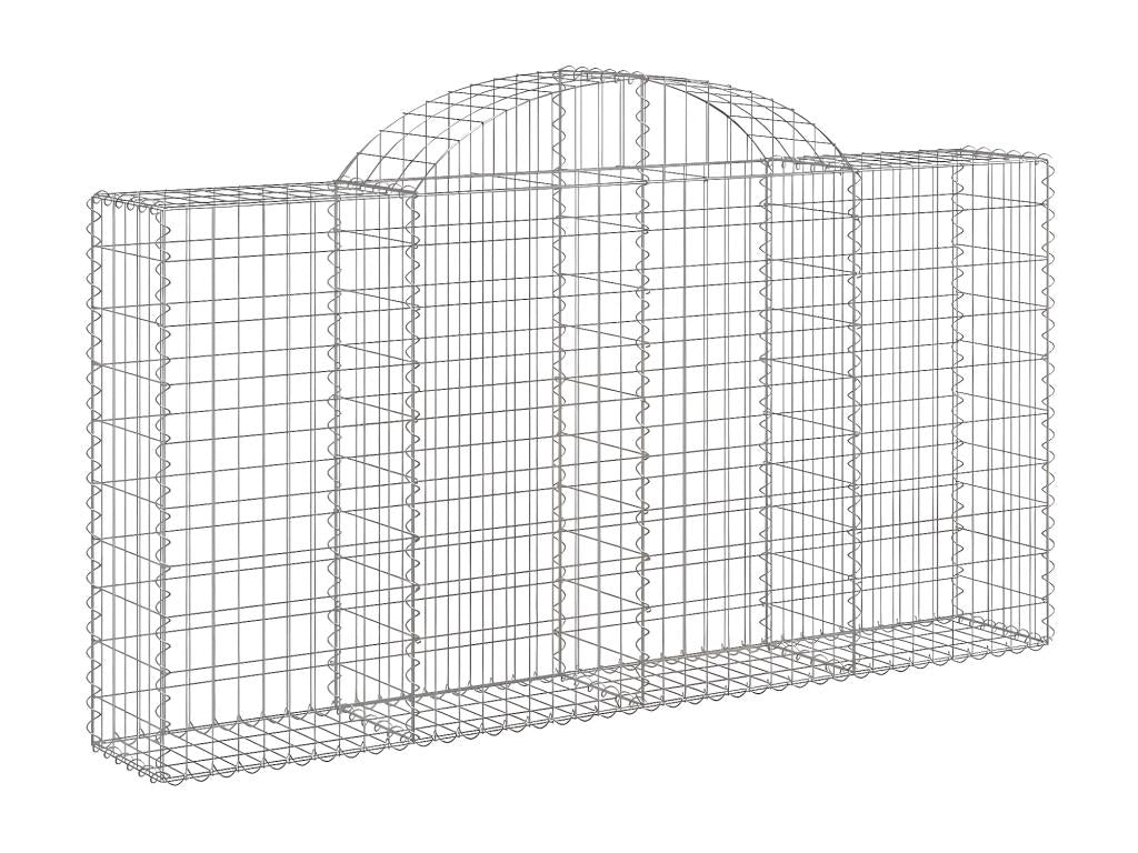 12 arched gabion baskets, 200x30x100/120 cm, galvanized iron, 02982CGGL