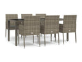 7-piece garden dining set with cushions, grey rattan, 61903GCIL