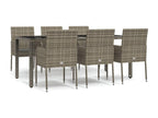 7-piece garden dining set with cushions, grey rattan, 61903GCIL