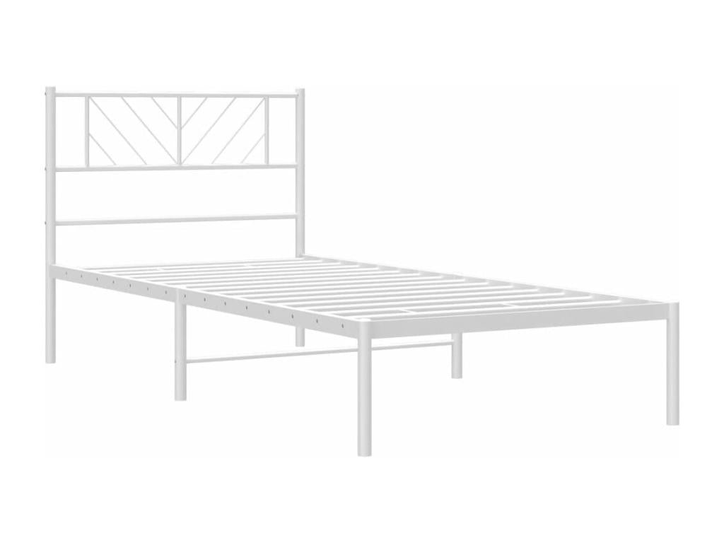 Metal bed frame with white headboard 107x203 38329BRVD