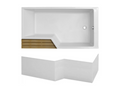 Homelumiere Neo matte white 180x90 non-slip bath/shower pack with right-hand apron and anti-slip backing.