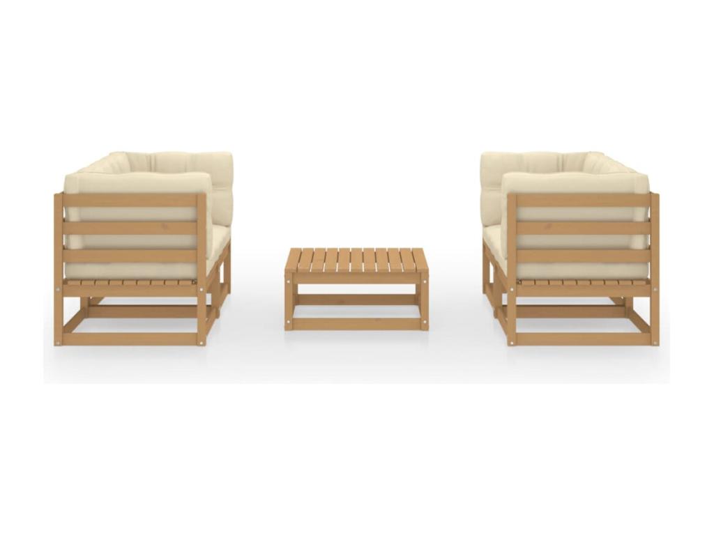 5-piece garden furniture set with cushions, solid pine wood