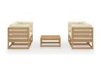 5-piece garden furniture set with cushions, solid pine wood