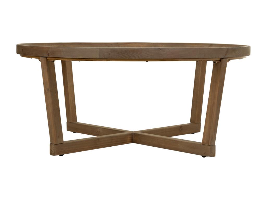 Coffee table in wood and brown glass, D100x43.5, 89285GKBU