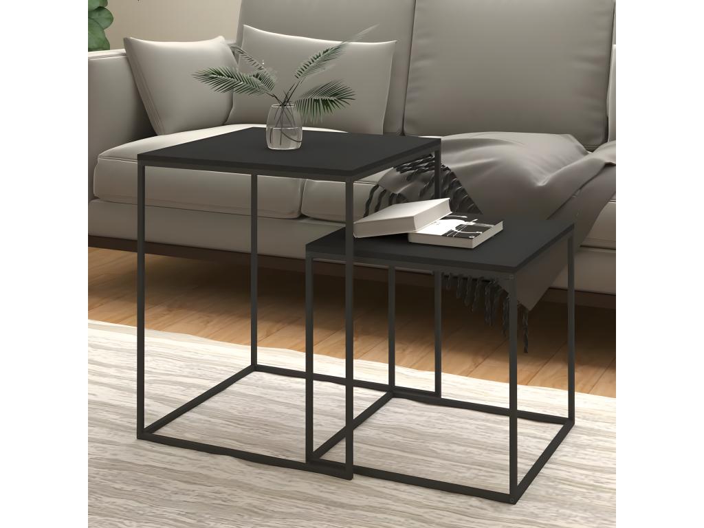 2-piece coffee table set in engineered wood and metal 44102WHNS