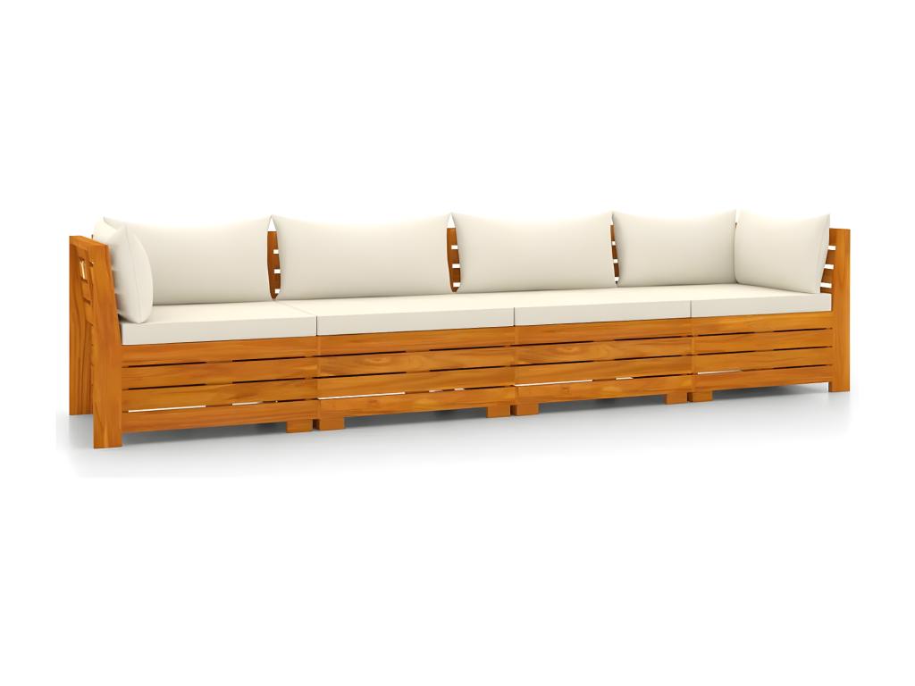 4-seater garden sofa with cushions, solid wood from Homelumiere