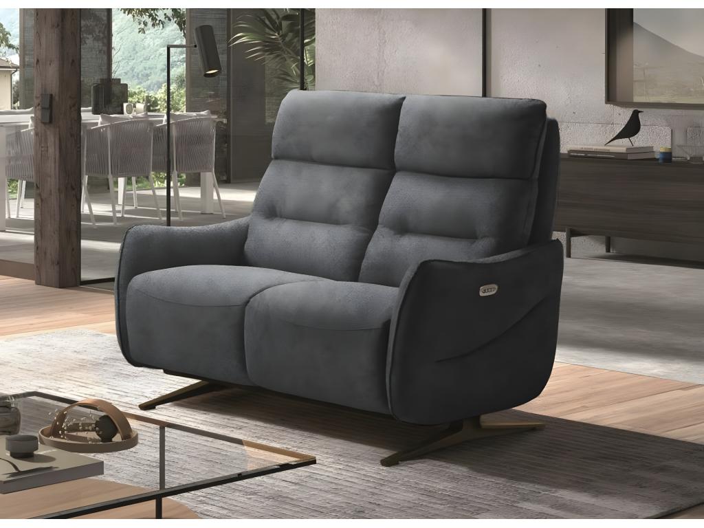 Homelumiere Microfiber Reclining Sofa - Grey - Fixed System - without Homelumiere - 2-Seater