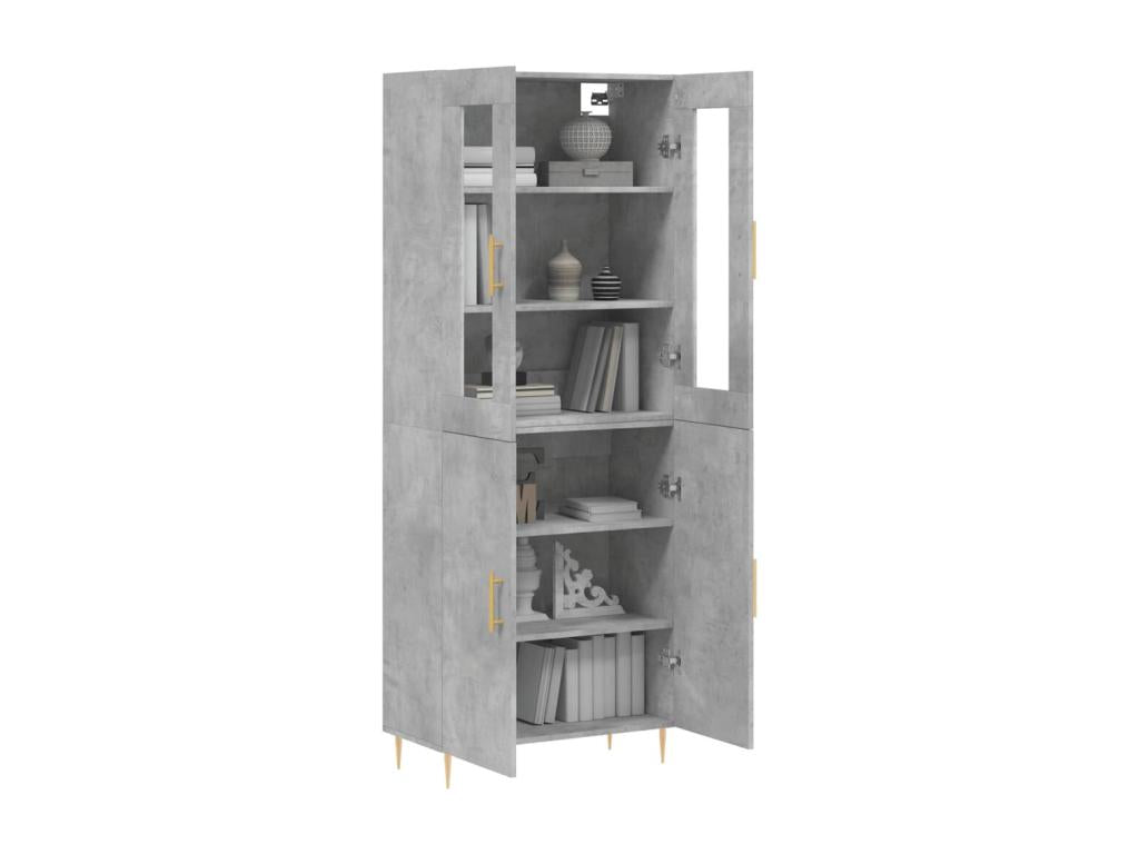 High sideboard, concrete grey, 69.5x34x180 cm, engineered wood, 75511STXM