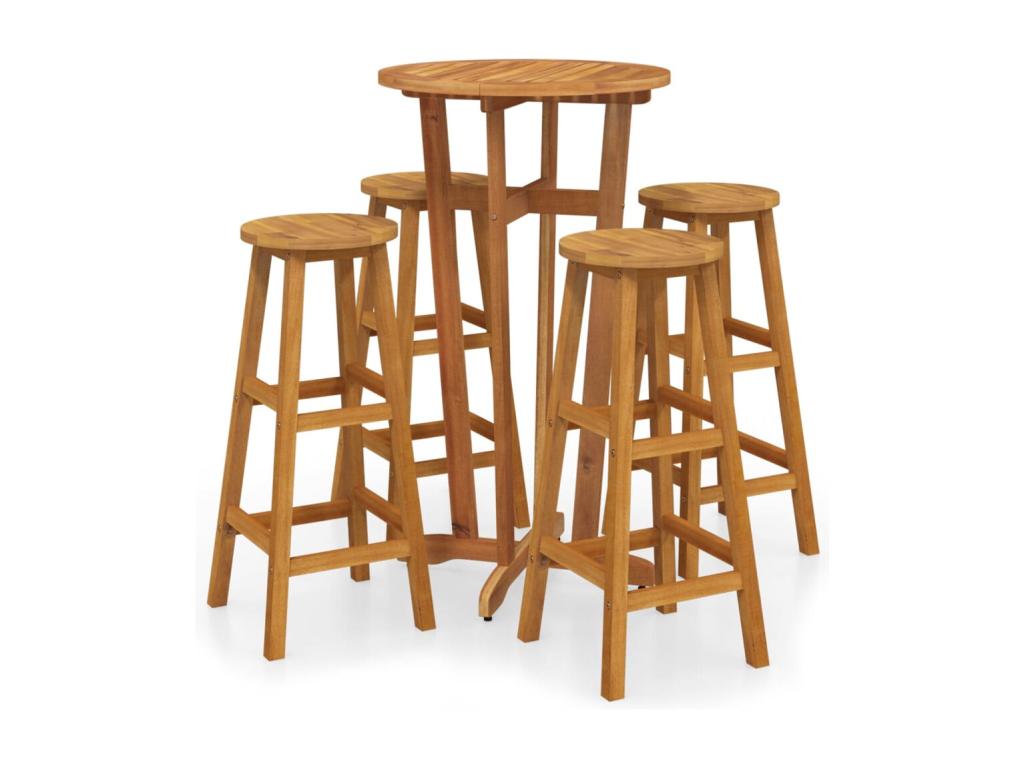 Homelumiere 5-piece garden bar set in solid wood