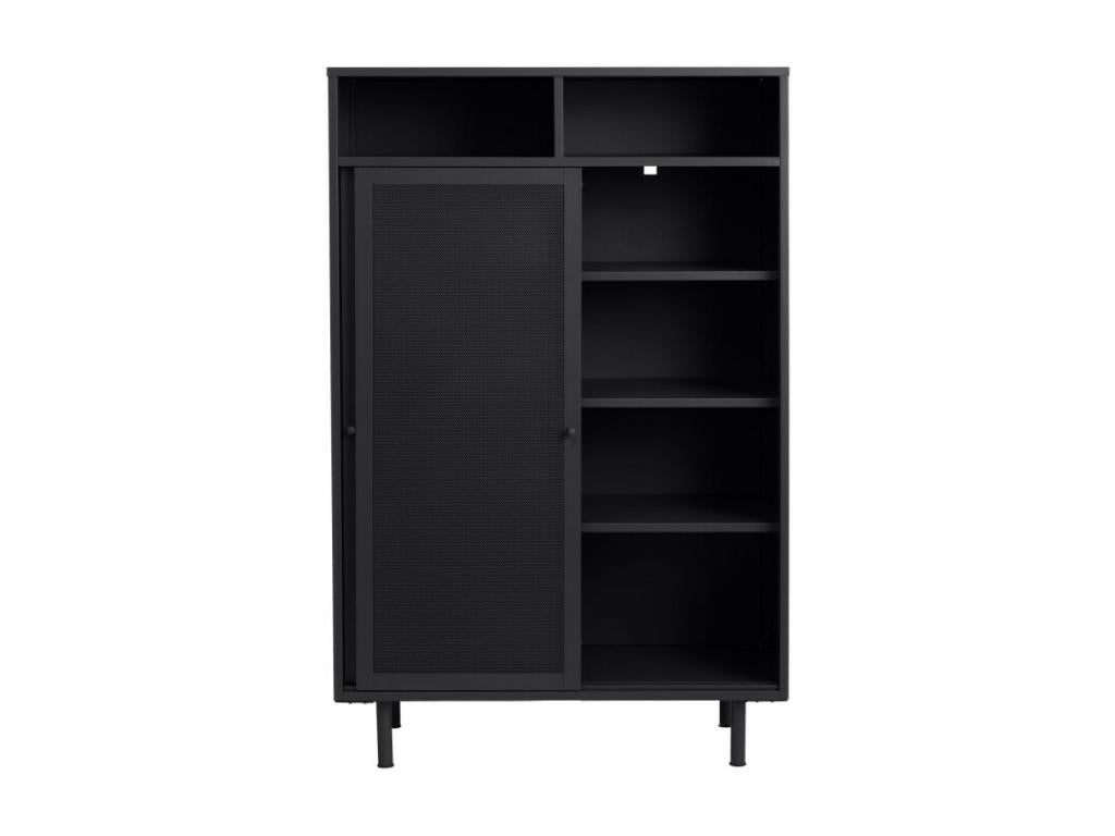 Bohometop - 2-Door, 2-Shelf Metal Sideboard, 140cm High - Black 79059KFZY
